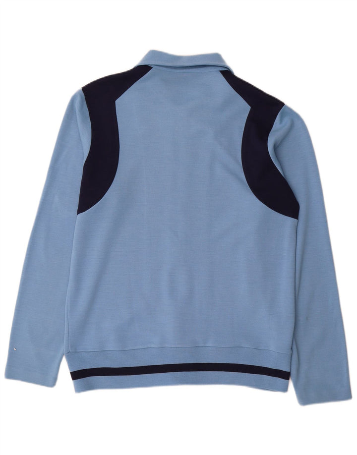 Vintage hombres chándal top chaqueta medio azul colorblock
