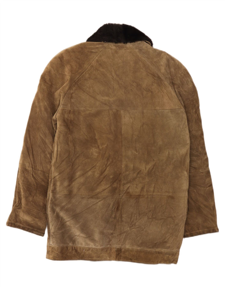 Vintage hombres ante chaqueta Reino Unido 38 cuero marrón medio