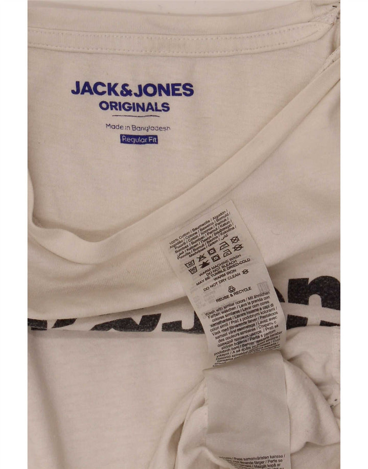 Jack & Jones Camiseta con gráfico de corte regular para hombre Top mediano de algodón blanco