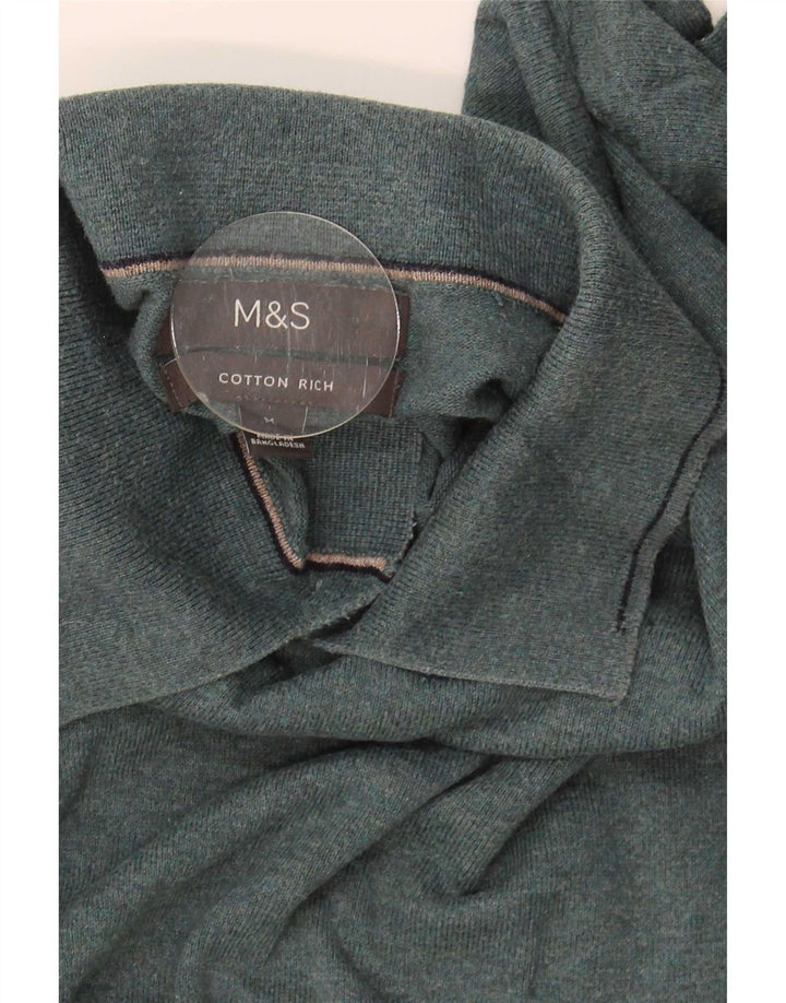 Marks & Spencer Jersey tipo polo para hombre de algodón verde medio