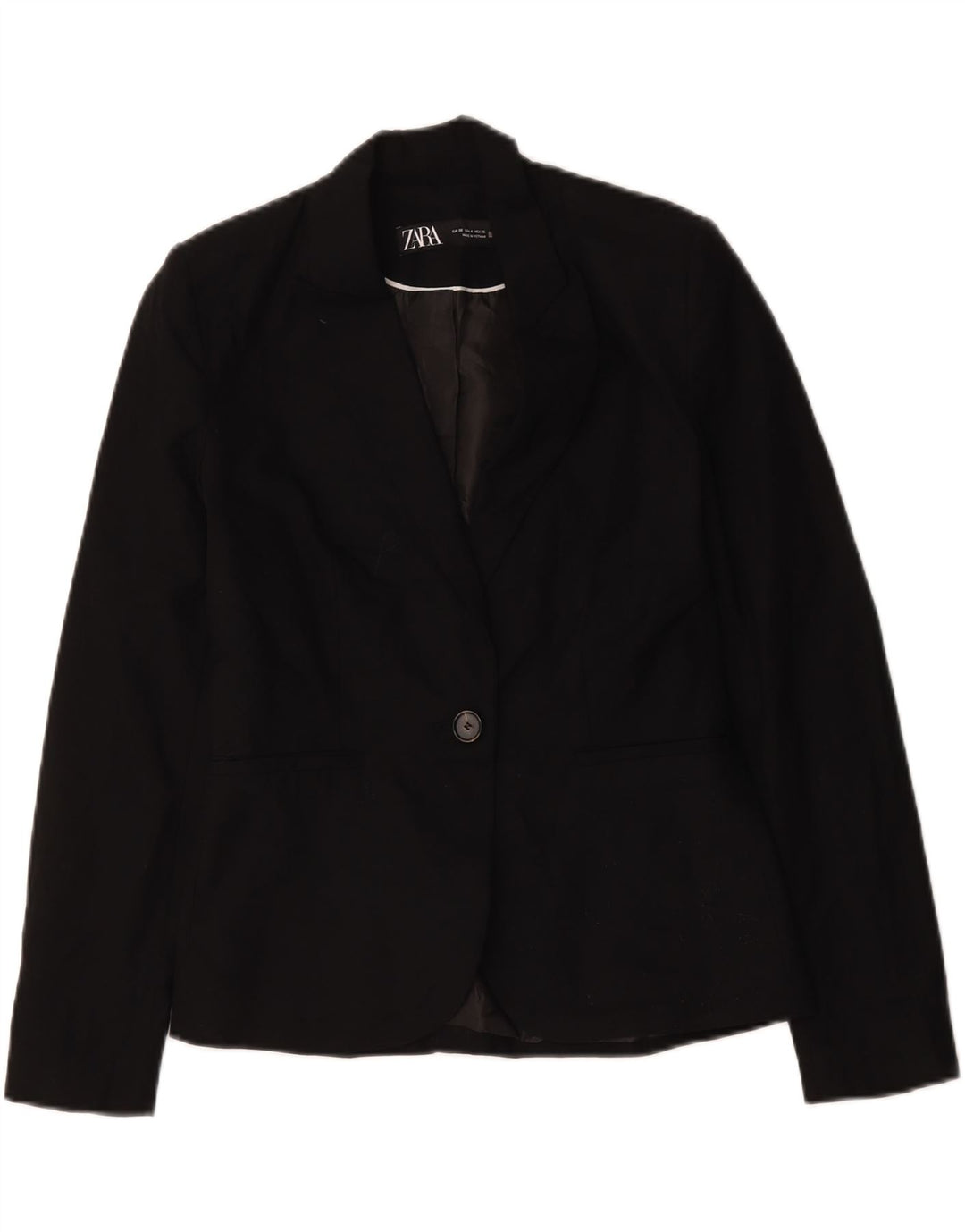 Zara Mujer Chaqueta Blazer De 1 Botón UK 36 Small Poliéster Negro