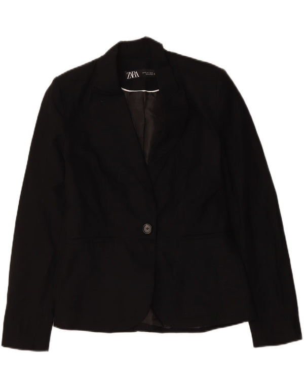 Zara Mujer Chaqueta Blazer De 1 Botón UK 36 Small Poliéster Negro