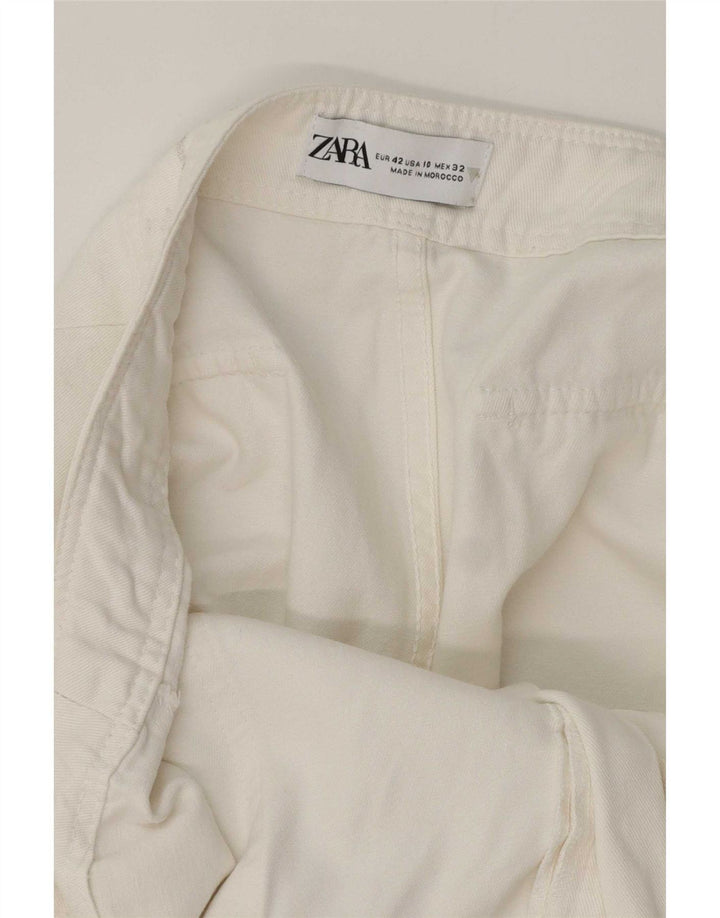 Zara Mujer Pantalón Cargo Recto EU 42 Large W32 L32 Blanco