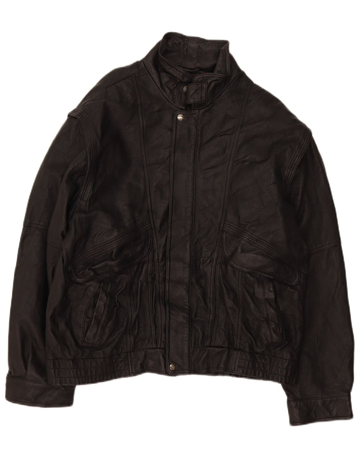 Vintage hombres chaqueta de cuero Reino Unido 40 grande negro