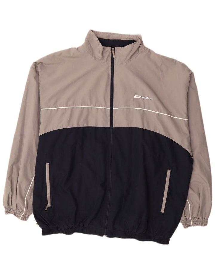 REEBOK Chaqueta superior de chándal para hombre 2XL Gris Colorblock Poliéster