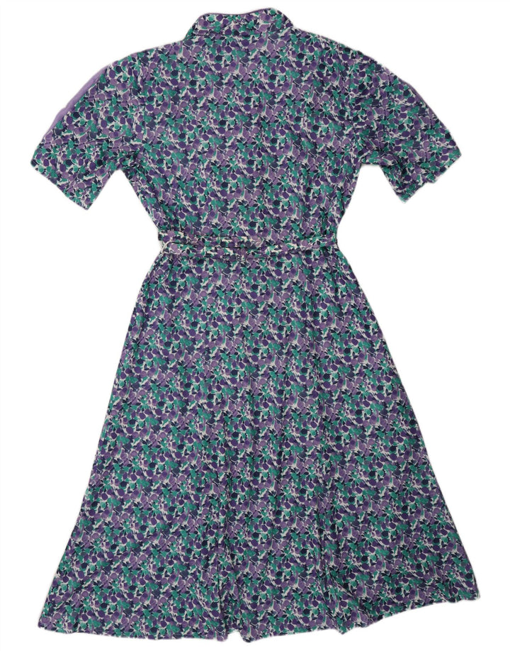 NORMAN LINTON Vestido acampanado para mujer UK 46 Poliéster floral morado grande