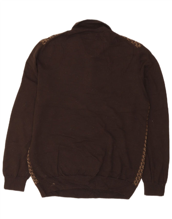 MARKS & SPENCER Suéter tipo jersey con cuello tipo polo y autógrafo para hombre, talla grande, color marrón