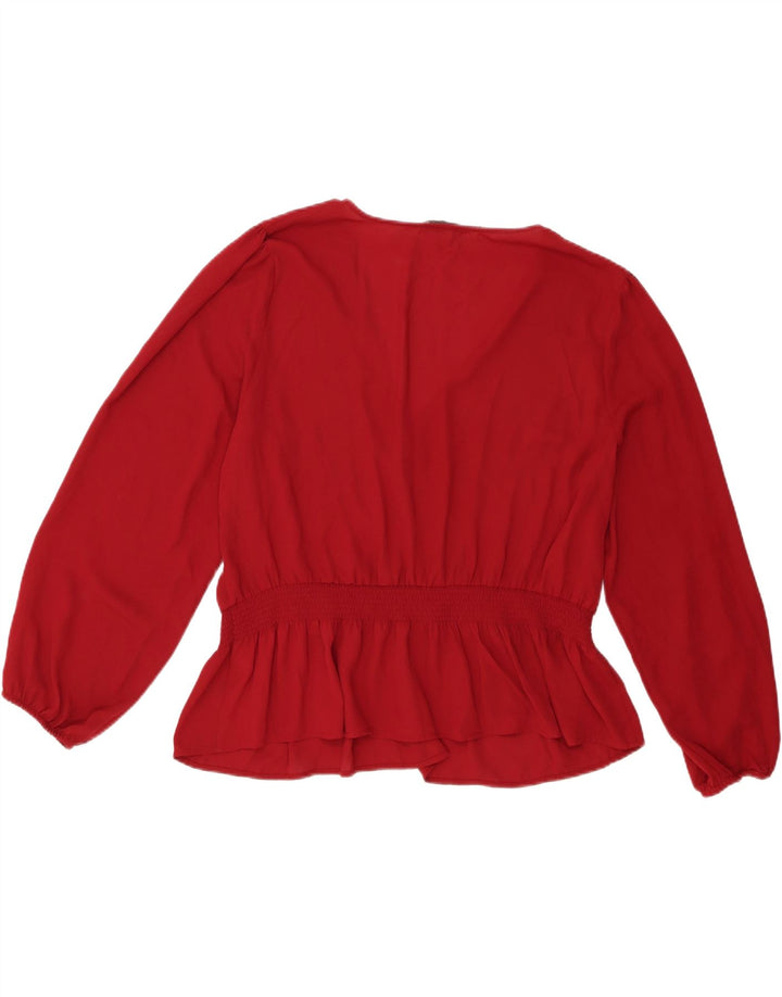 Oasis Blusa de manga larga para mujer UK 22 3XL Poliéster burdeos