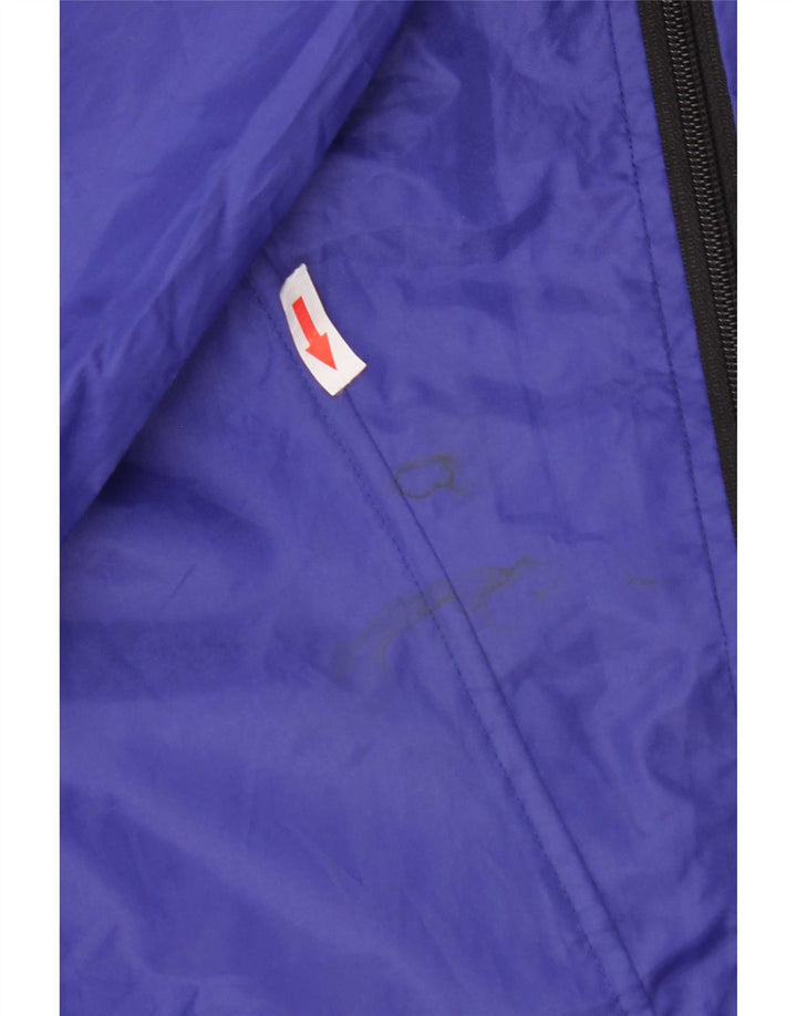 Vintage hombres con capucha pullover chaqueta de lluvia Reino Unido 40 poliéster púrpura grande