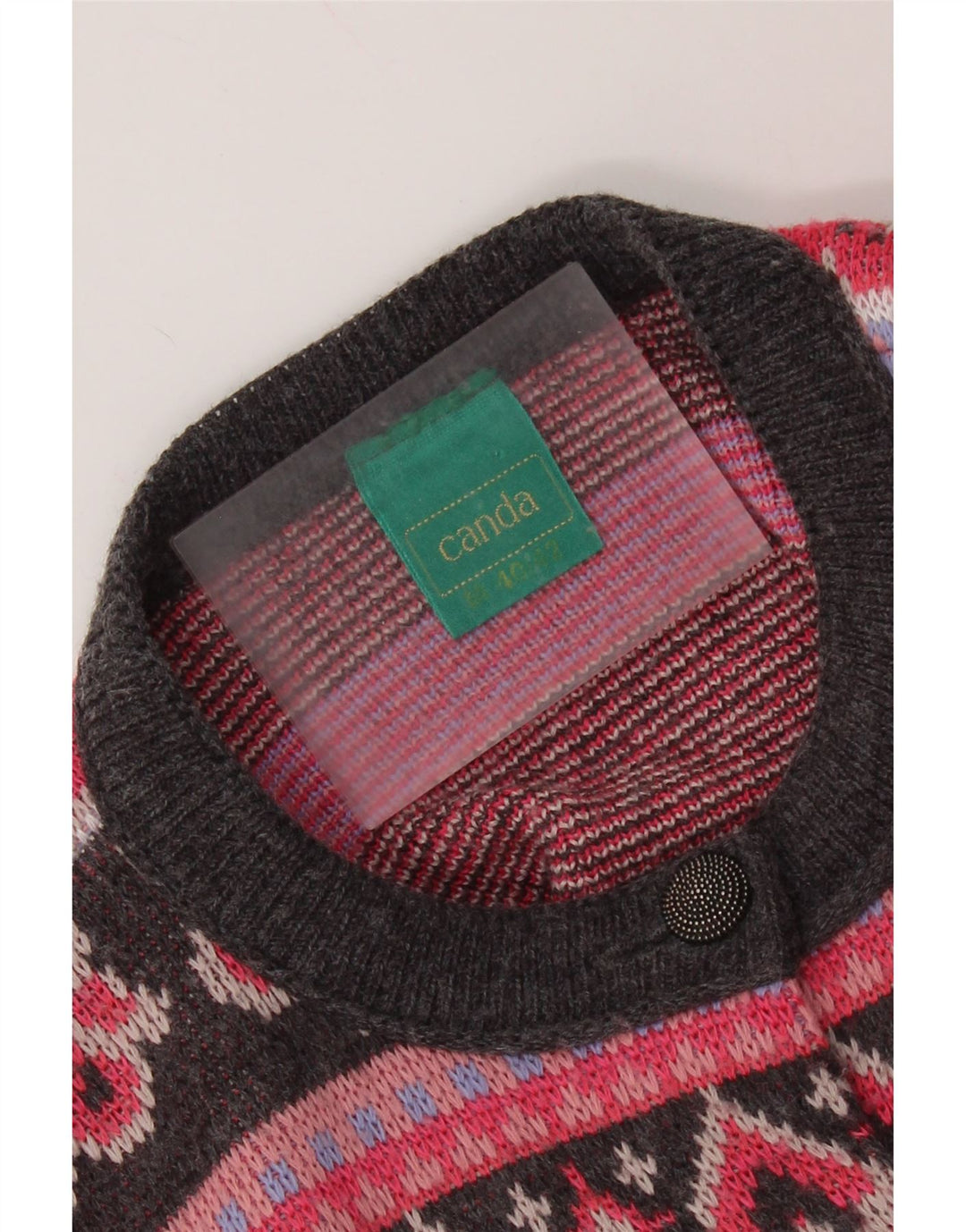 CANDA Suéter tipo cárdigan extragrande para mujer UK 14 Medium Pink Fair Isle
