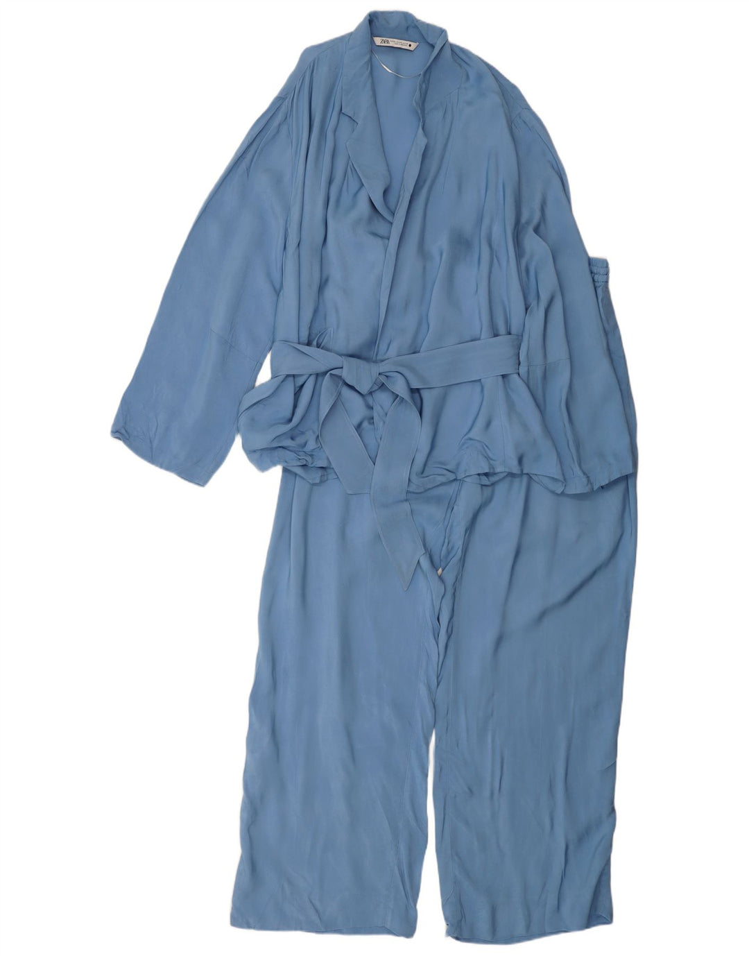 Zara Mujer Conjunto De 2 Piezas UK 20 2XL W40 L31 Viscosa Azul