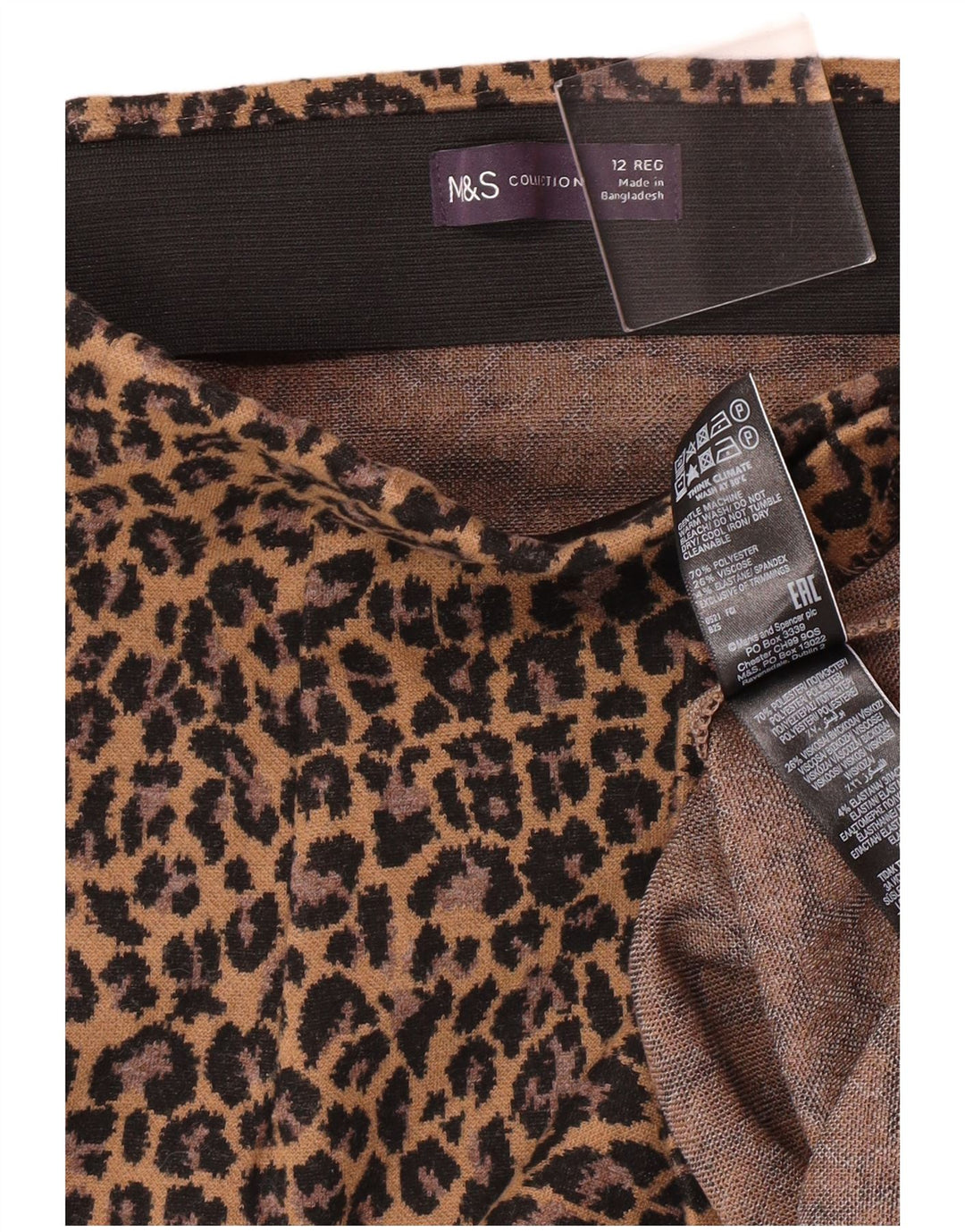 Marks & Spencer Minifalda para mujer UK 12 Medium W30 Marrón Leopardo