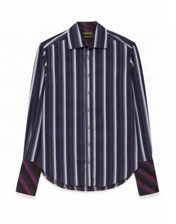 Ted Baker Camisa formal para hombre Talla 38 15 Algodón a rayas azul marino mediano
