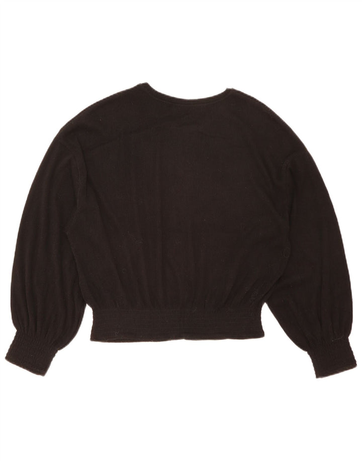 Zara Blusa Corta De Manga Larga De Gran Tamaño para Mujer UK 10 Small Black