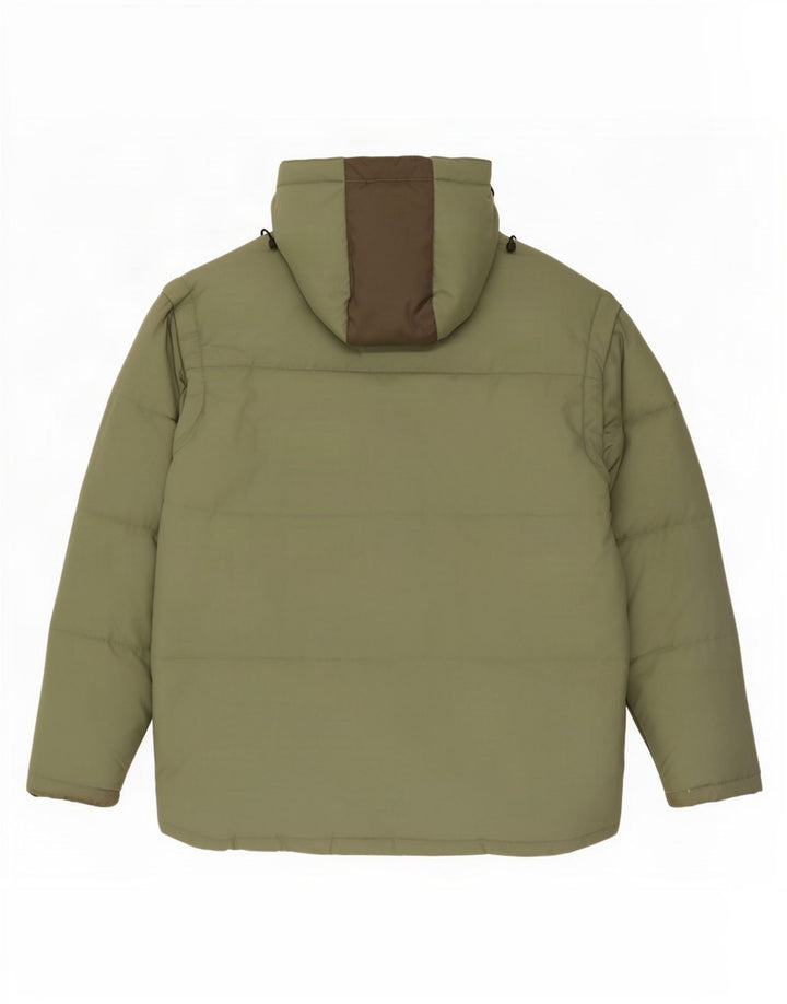 Fila Chaqueta acolchada con capucha para hombre UK 40 Large Verde Colorblock Poliéster