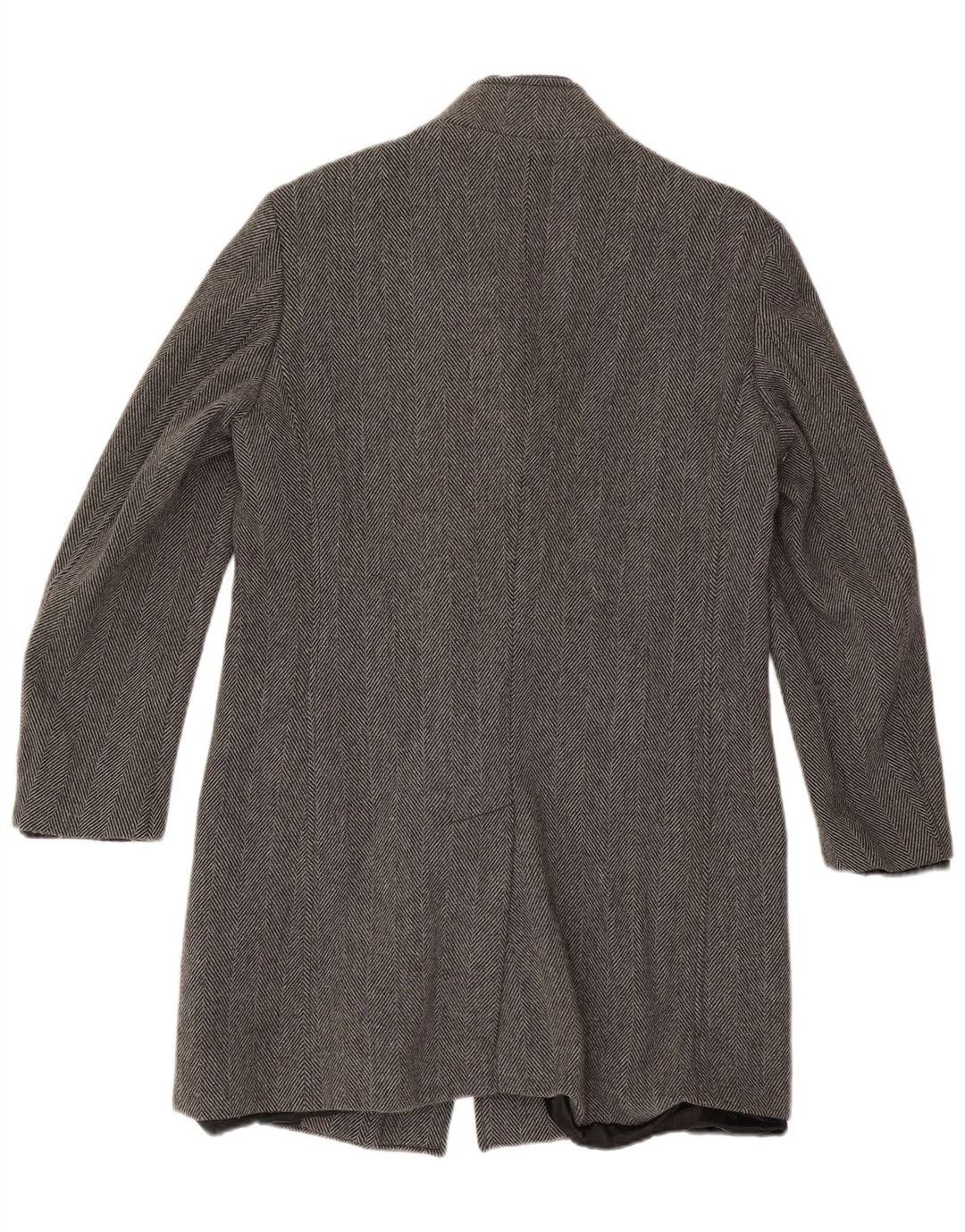 Zara Mens Overcoat UK 40 Large Grey Herringbone