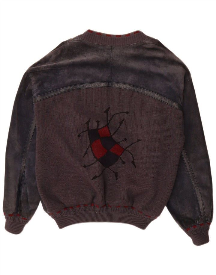 Michel Chaqueta bomber de ante para hombre IT 52 XL Cuero azul marino