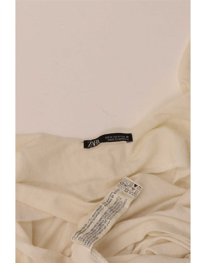 Zara Top Corto Sin Mangas Para Mujer UK 42 Medium Off White Viscosa
