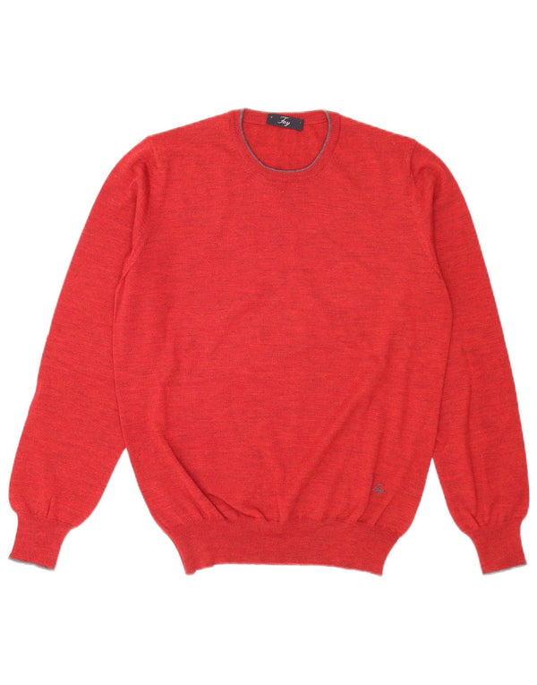 Fay Jersey De Cuello Redondo Para Hombre IT 48 Medium Red Virgin Wool