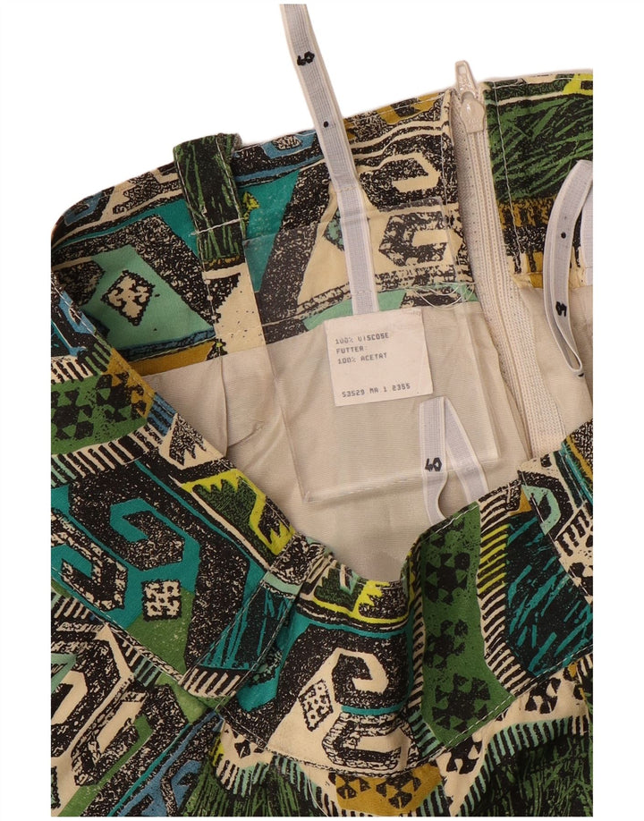 VINTAGE Pantalones Harem de Mujer W28 L22 Viscosa Geométrica Verde