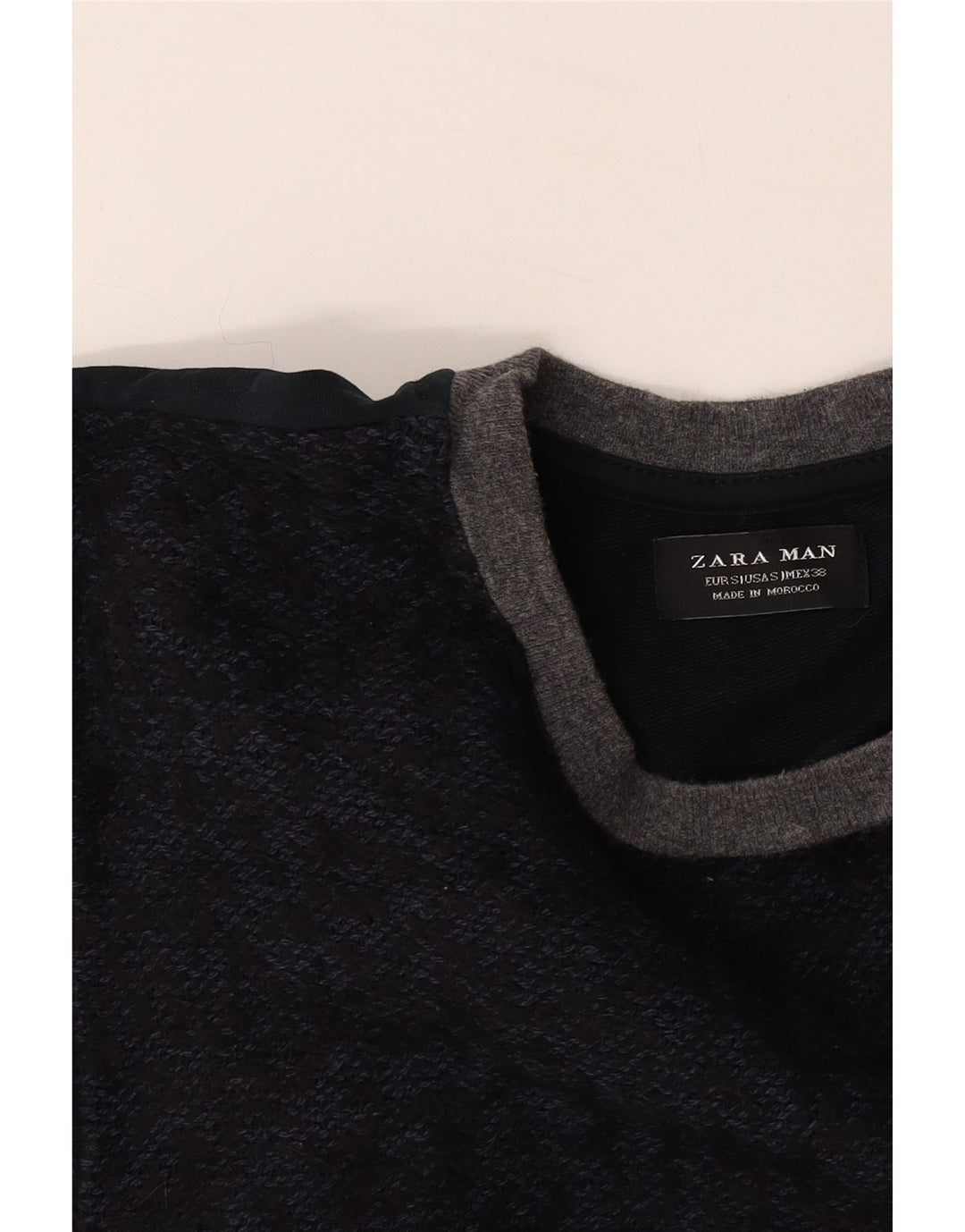 Zara Hombre Jersey De Cuello Redondo Jersey Small Azul Marino Colorblock