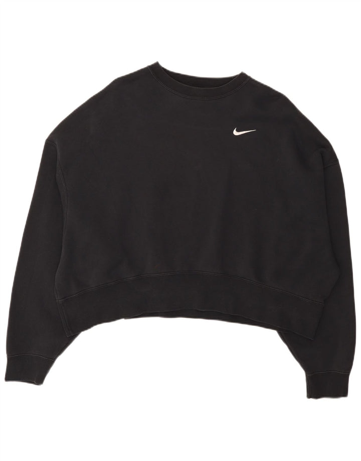 Nike - Sudadera corta extragrande para mujer, talla 40, talla mediana, algodón negro