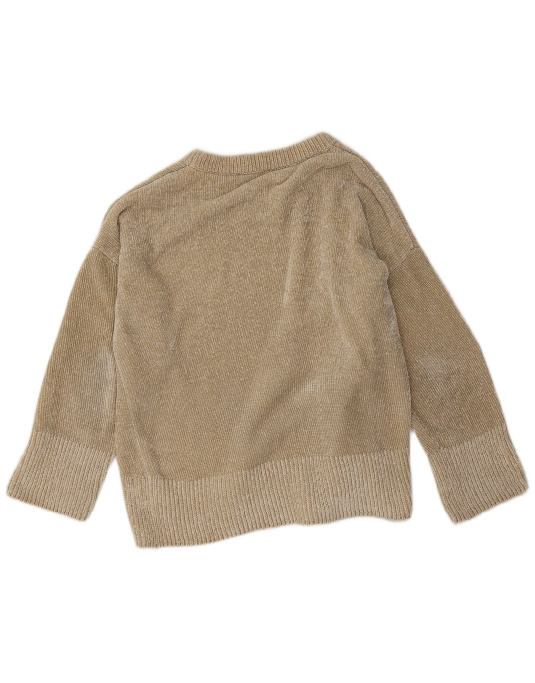 Zara Mujer Suéter De Cuello Redondo De Gran Tamaño UK 44 Medio Beige