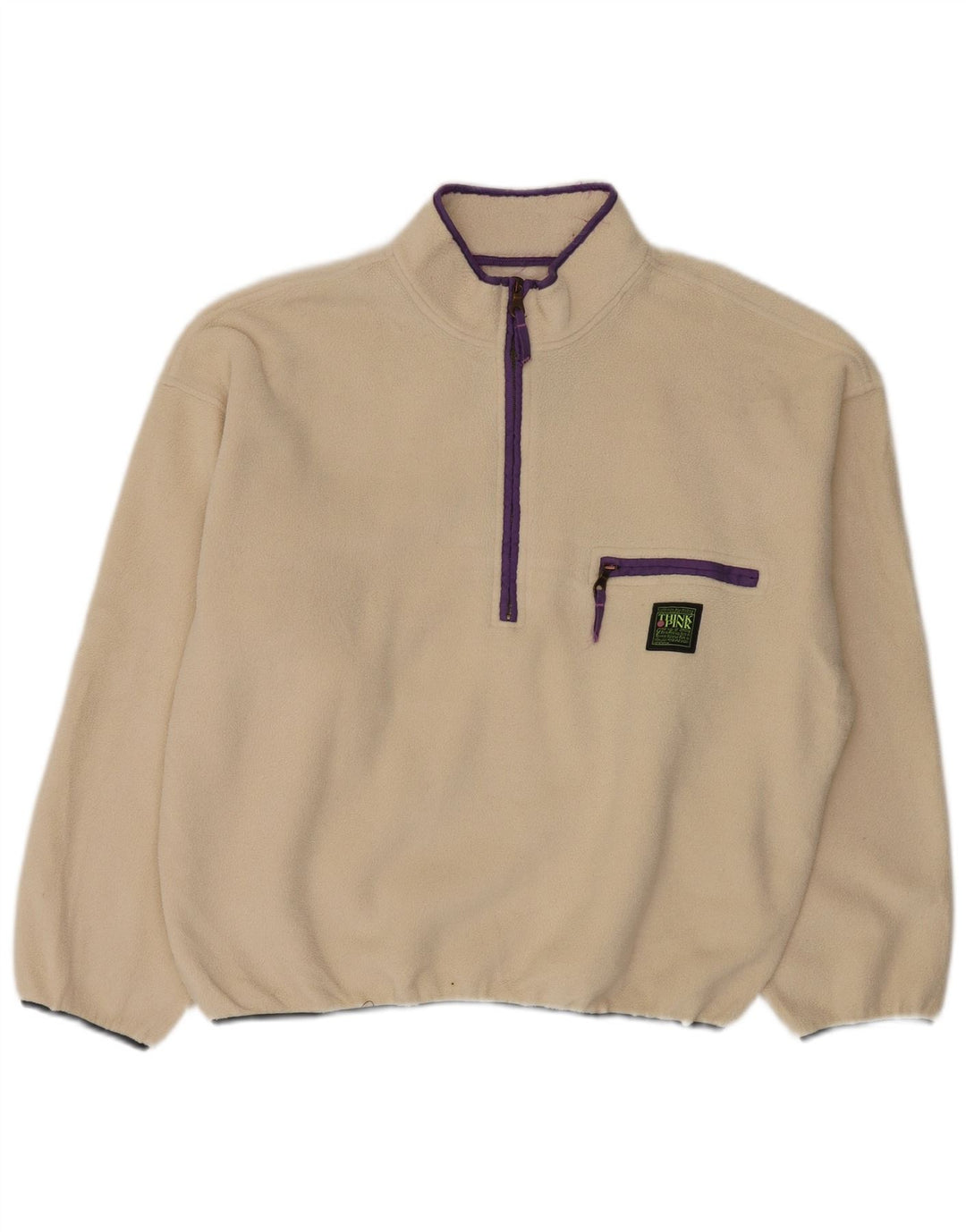 Think Pink Jersey de forro polar con cuello y cremallera extragrande para mujer UK 14 Medium Off White