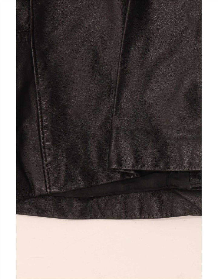 Vintage mujer chaqueta de cuero Reino Unido 10 pequeño negro