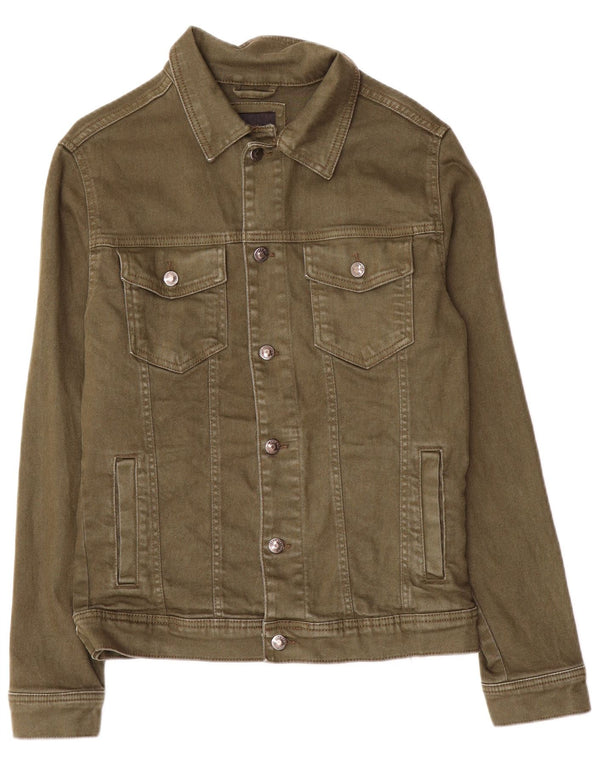 Zara Hombre Chaqueta Vaquera UK 38 Algodón Verde Medio
