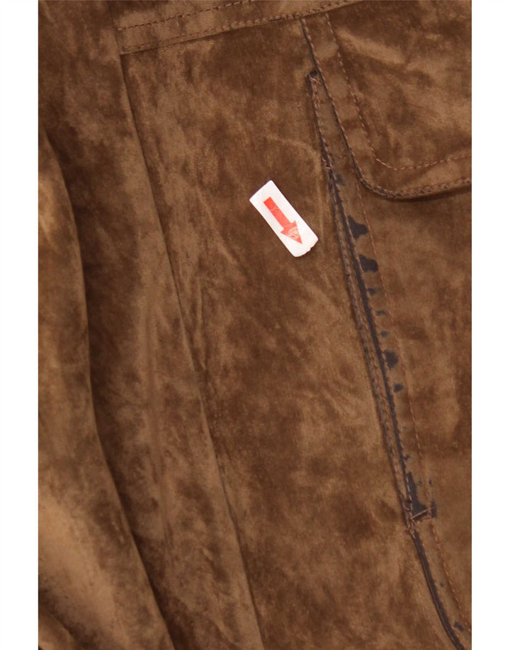 Vintage hombres Velour Bomber chaqueta IT 52 XL seda marrón