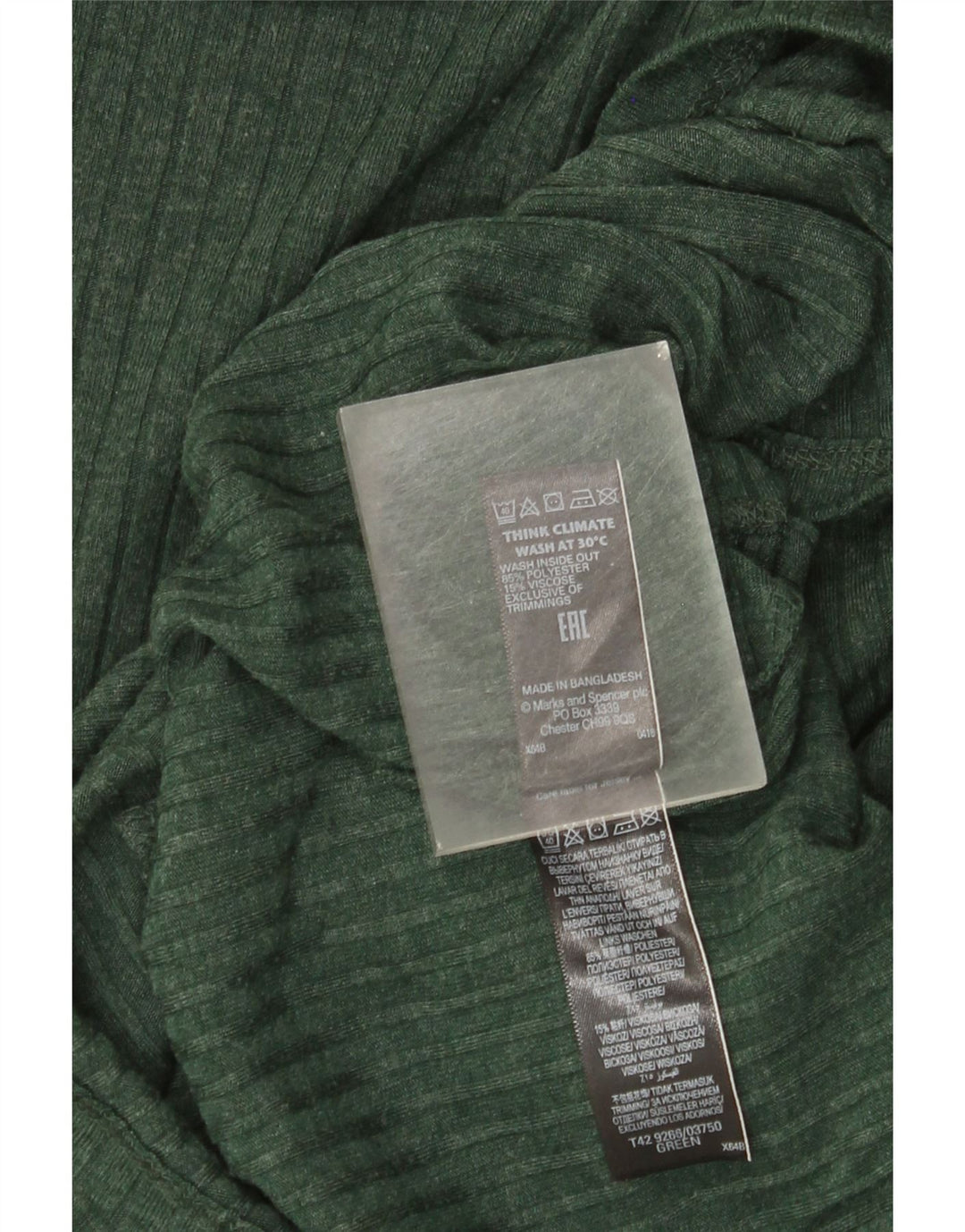 Marks & Spencer Vestido tipo jersey de manga larga para mujer UK 8 Pequeño Poliéster verde