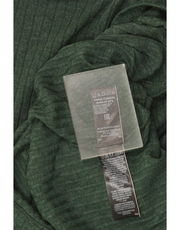 Marks & Spencer Vestido tipo jersey de manga larga para mujer UK 8 Pequeño Poliéster verde
