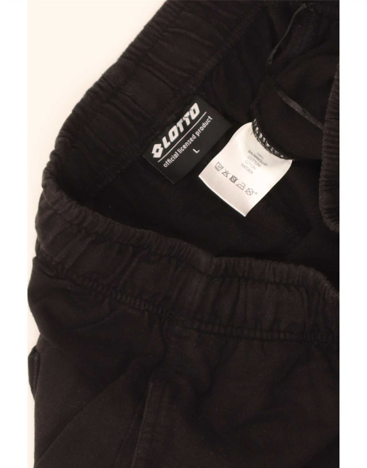 Lotto - Pantalones cortos deportivos para hombre, talla grande, algodón negro