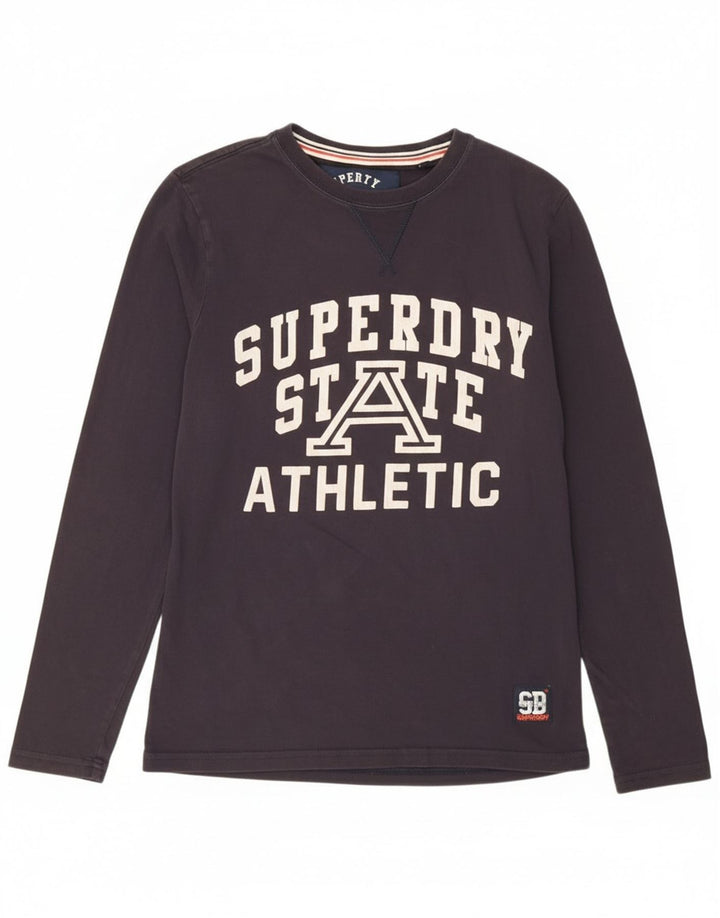 Superdry Top gráfico de manga larga de algodón azul marino pequeño para hombre