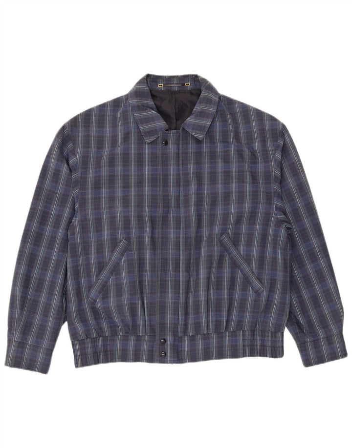Vintage hombres bomber chaqueta IT 50 grande azul marino comprobar poliéster