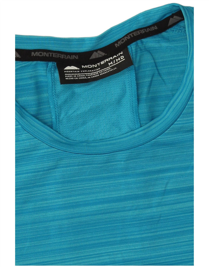 Monterrain Camiseta gráfica para hombre Top poliéster a rayas azul medio