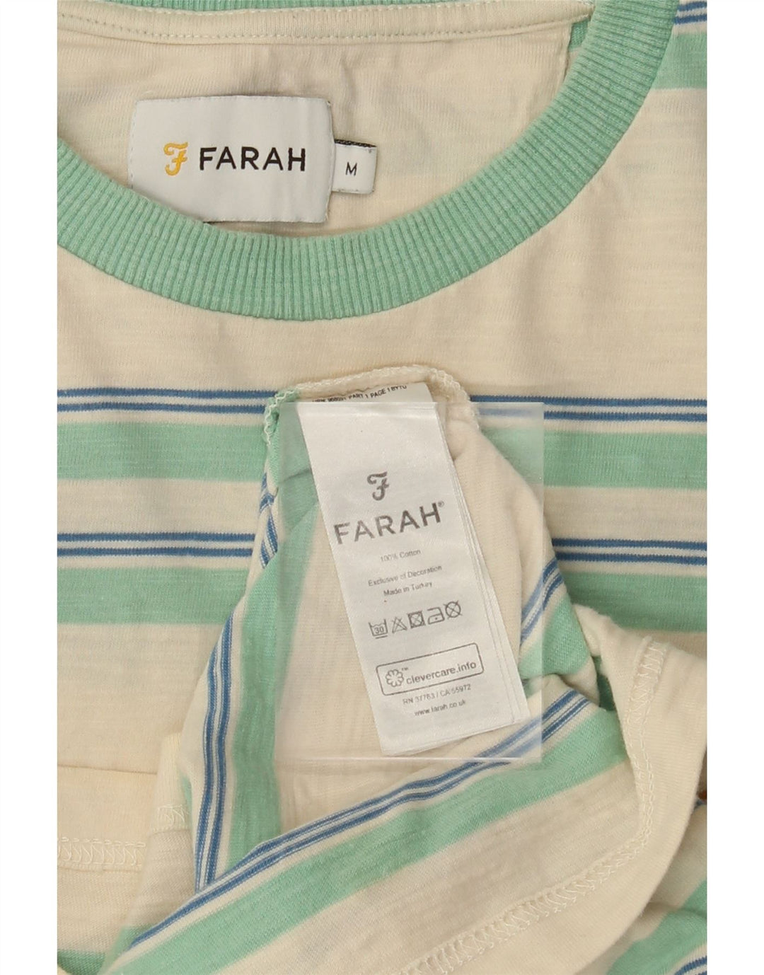 FARAH Camiseta para Hombre Top Medium Blanco Roto De Algodón A Rayas