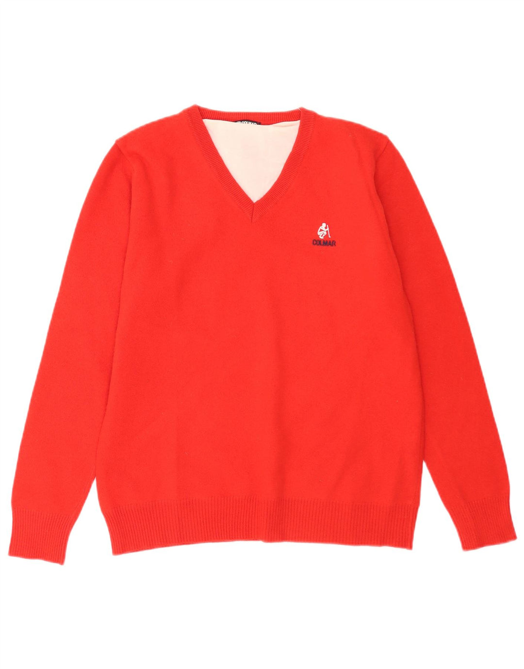 Colmar Hombre Jersey Con Cuello En V De Lana Merino Rojo Medio