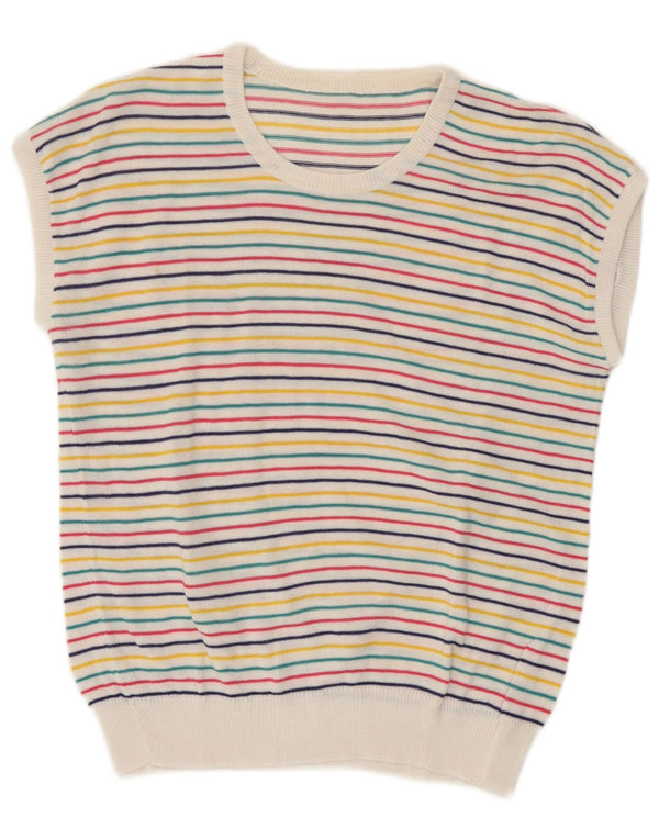 Vintage mujer chaleco tanque top Reino Unido 10 pequeño multicolor rayas