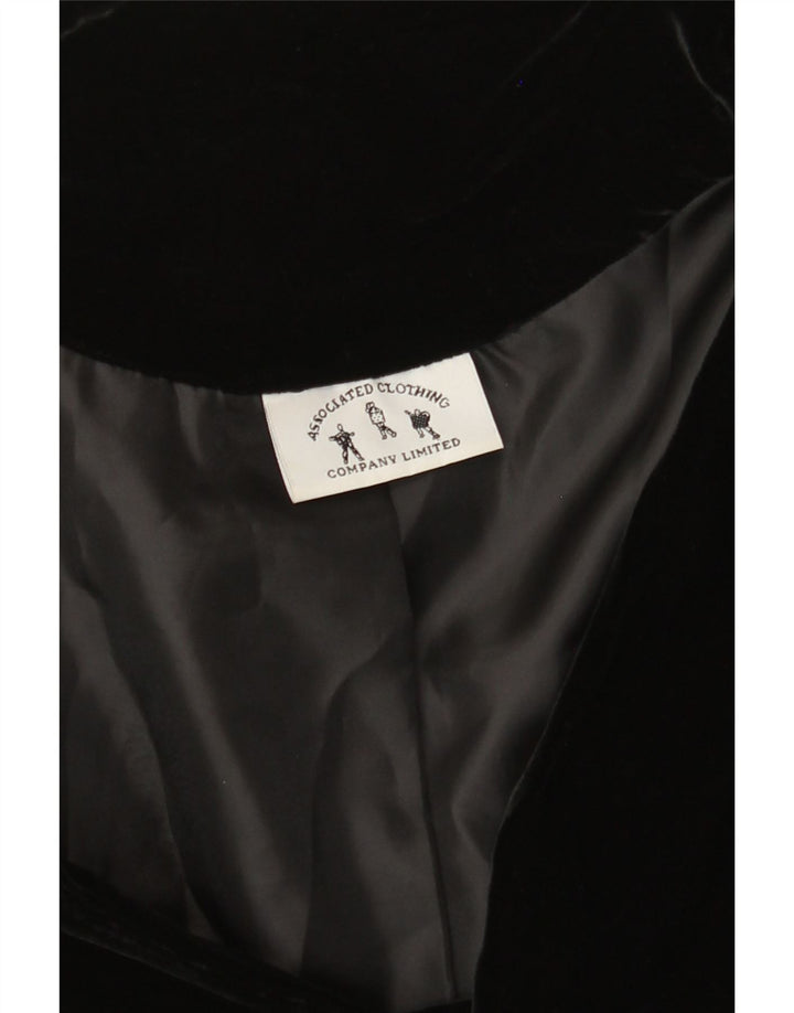 VINTAGE Chaqueta Blazer de Terciopelo de 3 Botones para Mujer Reino Unido 12 Negro Medio