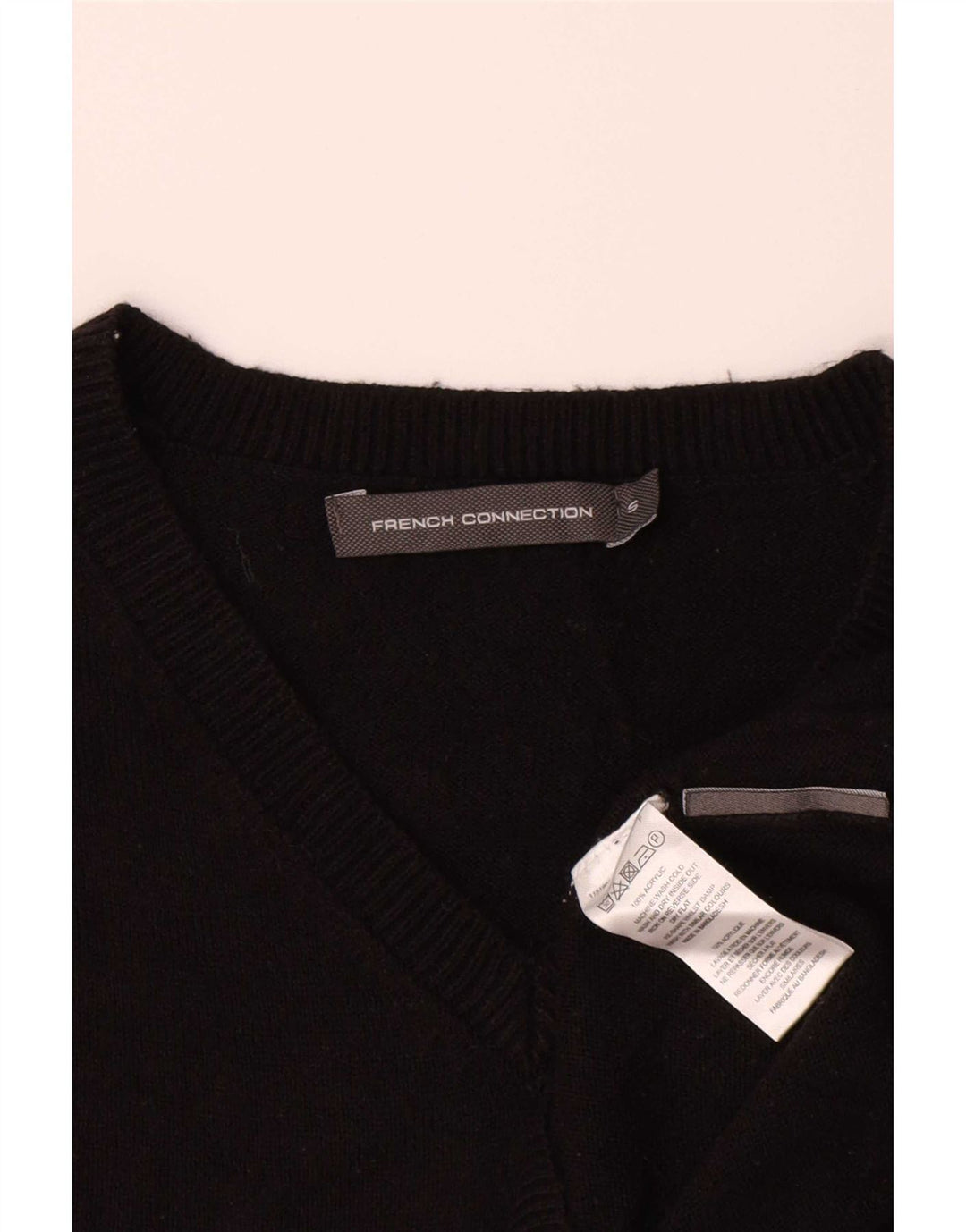French Connection Suéter con Cuello en V para Hombre Pequeño Acrílico Negro