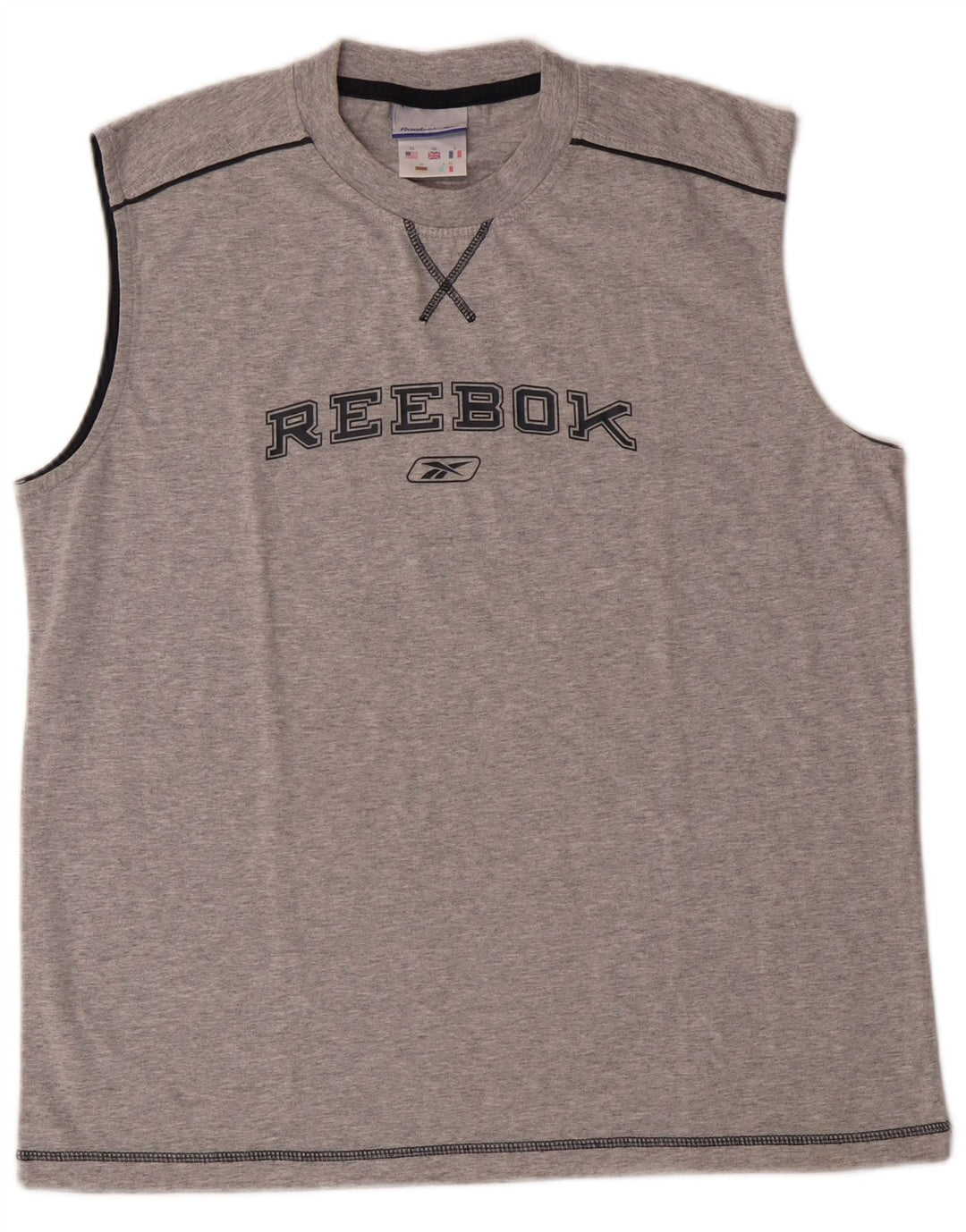 Reebok Camiseta sin mangas gráfica para hombre XS Algodón gris