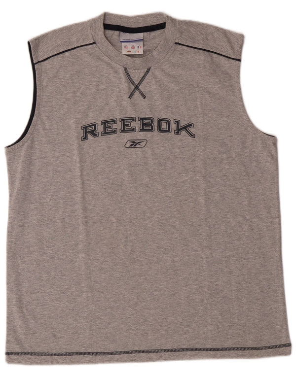 Reebok Camiseta sin mangas gráfica para hombre XS Algodón gris