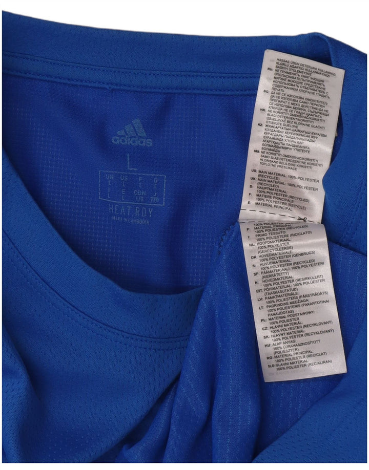 Adidas - Camiseta gráfica para hombre, talla grande, poliéster azul
