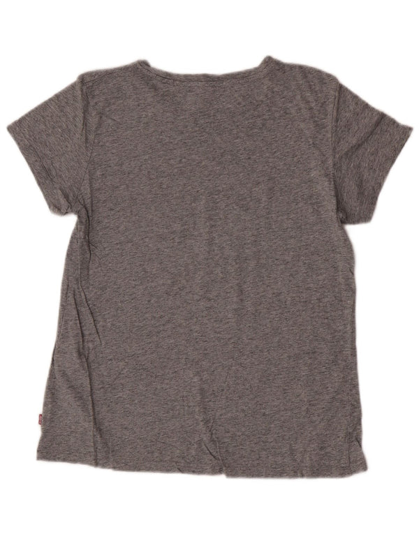 Levi's Camiseta gráfica para mujer Top UK 44 Algodón moteado gris medio