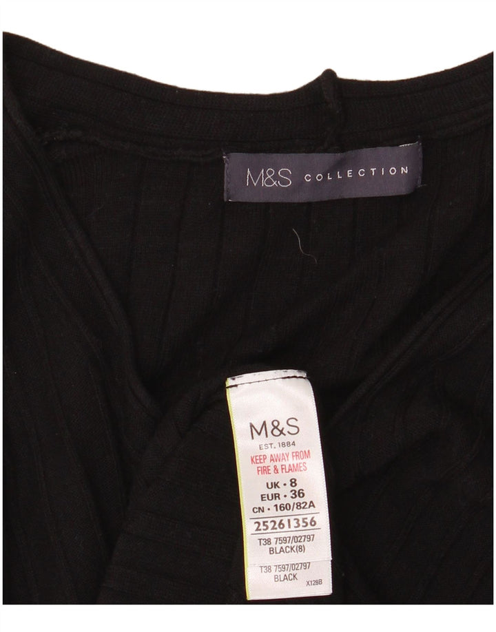 Marks & Spencer Suéter con Cuello en V para Mujer UK 8 Small Viscosa Negra