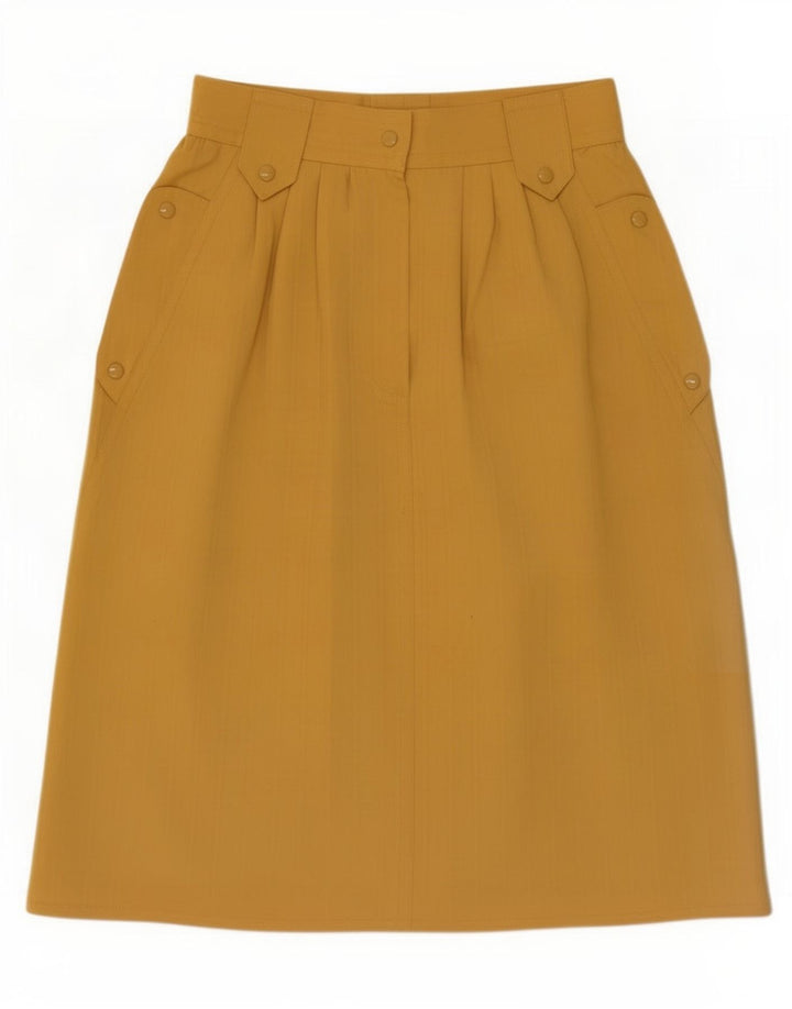 Vintage mujer A-Line falda pequeña W26 amarillo