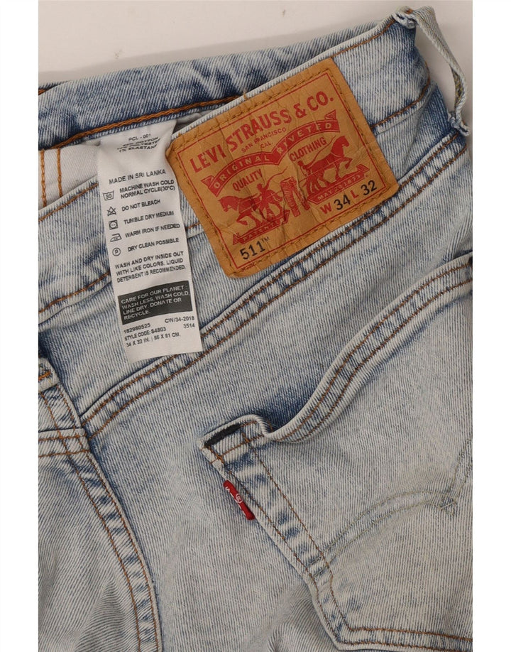 Levi's Hombre 511 Slim Jeans W34 L32 Algodón Azul