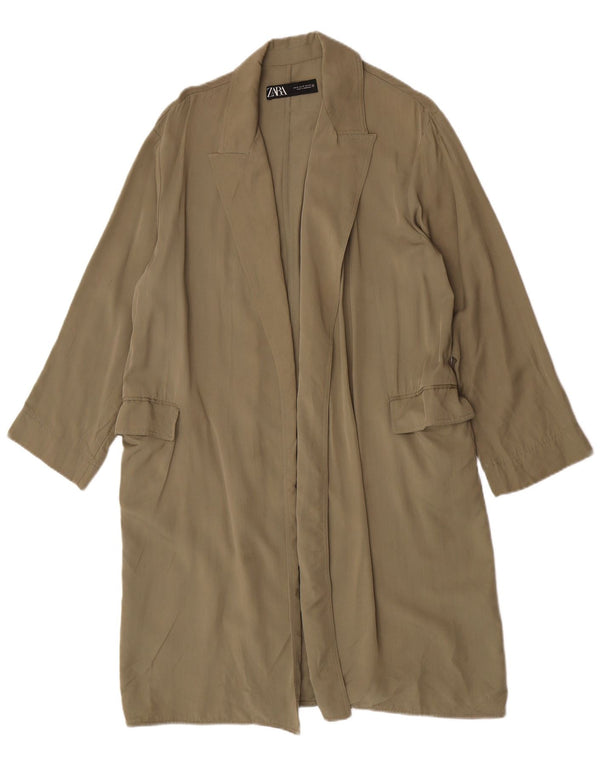 Zara Abrigo abierto para mujer UK 44 Medium Khaki Lyocell